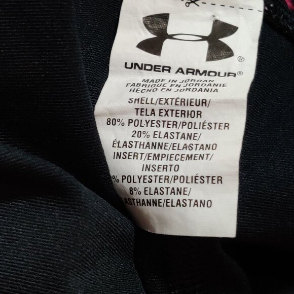 Under Armour M HeatGear Black Compression Leggings Pink Snake Print Panels Capri - Picture 5 of 5